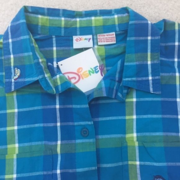 Disney Vintage Eeyore Women’s Plaid Sleeveless Button Down Collar Top Medium NWT - Picture 6 of 10